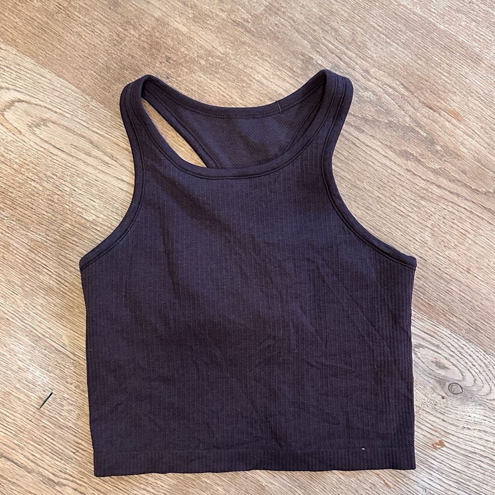 Brown Ribbed Tank Top